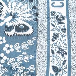 Pre Owned Dior Blue Butterfly Print Silk Mitzah Scarf 