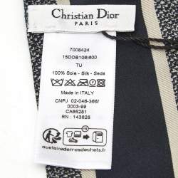 Pre Owned Christian Dior Navy Blue Toile de Jouy Silk Bandeau Scarf