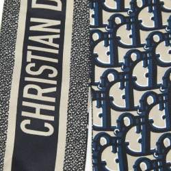 Pre Owned Christian Dior Navy Blue Toile de Jouy Silk Bandeau Scarf