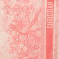 Pre Owned Dior Rose Paréo Toile de Jouy Sauvage Cotton Scarf
