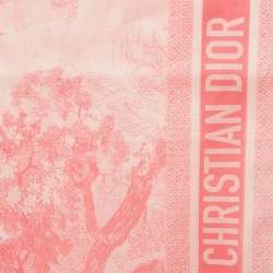 Pre Owned Dior Rose Paréo Toile de Jouy Sauvage Cotton Scarf