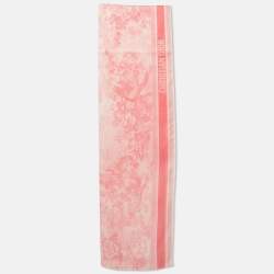 Pre Owned Dior Rose Paréo Toile de Jouy Sauvage Cotton Scarf