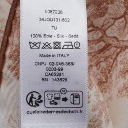 Pre Owned وشاح ديور حرير أبيض / وردي خدود منقوش جو سانفاج