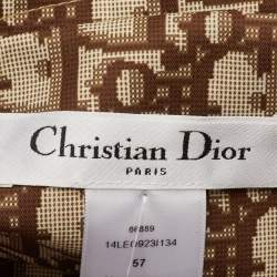 Pre Owned Dior Beige Oblique Leopard Pattern Reversible Bucket Hat Size 57