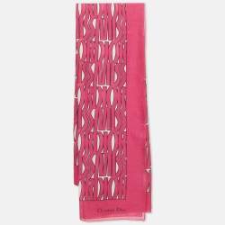 مملوكة مسبقًا Christian Dior Pink Printed Cotton Scarf 