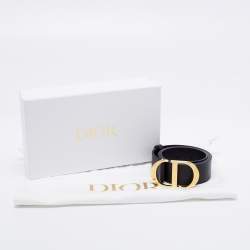 Pre Owned Dior Black Leather CD Logo Buckle Belt 70CM