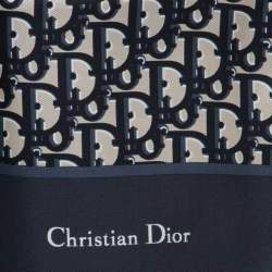 Pre Owned Dior Navy Blue Oblique Silk Stole