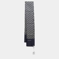 Pre Owned Dior Navy Blue Oblique Silk Stole
