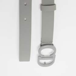 Dior Grey Matte Leather Saddle Slim Belt 80CM