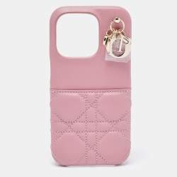 Dior Pink Cannage Leather Lady Dior iPhone 14 Pro Case