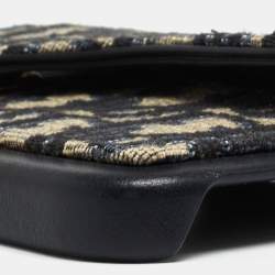 Dior Navy Blue/Beige Oblique Jacquard and Leather Saddle iPhone 14 Pro Case