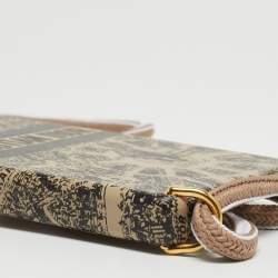 Pre Owned Dior Beige/Black Leather Diortravel iPhone 14 Pro Cord Case