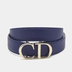 Dior Dark Blue Leather CD Logo Belt 100CM