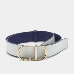 Dior Dark Blue Leather CD Logo Belt 100CM