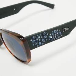 Dior Blue/Brown BPDKU Inedite Crystals Embellished Cat Eye Sunglasses
