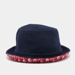 Dior Navy Blue/Red Oblique Wool Reversible Dior Chic Hat Size 57