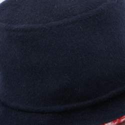 Dior Navy Blue/Red Oblique Wool Reversible Dior Chic Hat Size 57