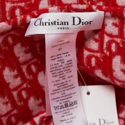 Dior Navy Blue/Red Oblique Wool Reversible Dior Chic Hat Size 57