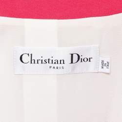 Dior Pink Printed Gabardine Button Front Coat L