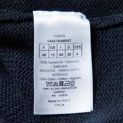 Dior Navy Blue Cashmere Logo Embroidered Sweater M