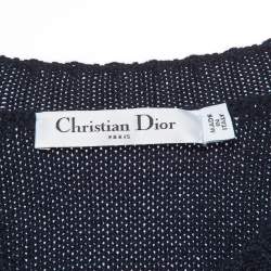 Dior Navy Blue Cashmere Logo Embroidered Sweater M