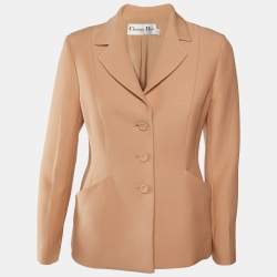 Christian Dior Rose Pink Wool Crepe Button Front Blazer M