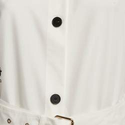 Pre Owned Christian  Dior White Cotton Blend Belted Shirtdress XL
