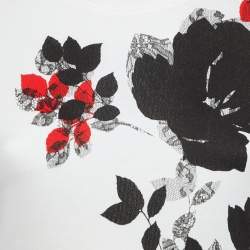 Pre Owned Christian Dior White Floral Printed Cotton Knit T-Shirt M
