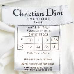 Pre Owned Christian Dior White Floral Printed Cotton Knit T-Shirt M