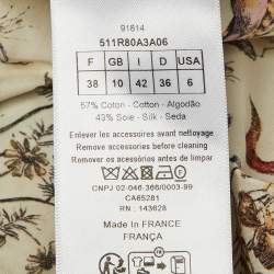 Pre Owned Dior Cream Insect Print Cotton & Silk Midi Dress M