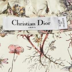 Pre Owned Dior Cream Insect Print Cotton & Silk Midi Dress M