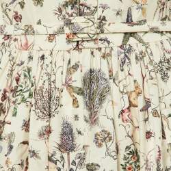 Pre Owned Dior Cream Insect Print Cotton & Silk Midi Dress M