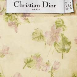 مملوكة مسبقًا Dior Beige Floral Print Cotton Lace Trim Midi Dress M
