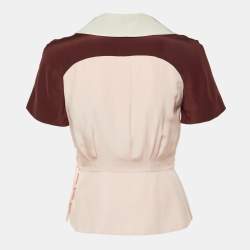 Pre Owned Dior Pink/Burgundy Silk Ruched Wrap Top M