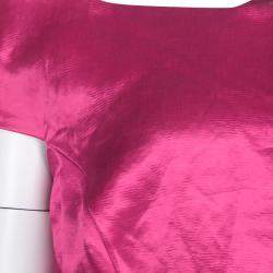 Pre Owned Dior Fuschia Pink Satin Boat Neck Sheath Dress XL