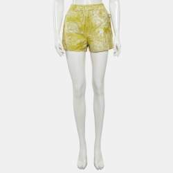 Pre Owned شورت كريستيان ديور نسيج جاكار ليموني أخضر مقاس صغير - سمول