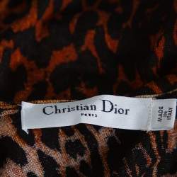 Pre Owned Dior Brown Leopard Print Knit Pleat Front Tank Top L