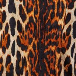 Pre Owned Dior Brown Leopard Print Knit Pleat Front Tank Top L