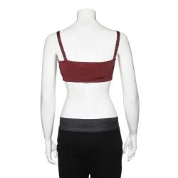 Pre Owned Christian Dior Burgundy Knit Logo Strap Detail Bralette XS