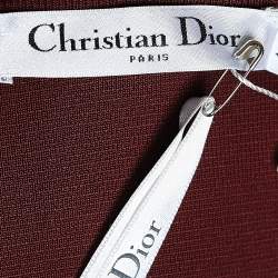 Pre Owned Christian Dior Burgundy Knit Logo Strap Detail Bralette XS