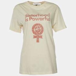 Christian Dior Beige Sisterhood is Powerful Cotton & Linen T-Shirt M