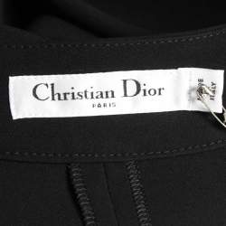 Pre Owned Christian Dior Black Crepe Silk High Waist Wide Leg Trousers M