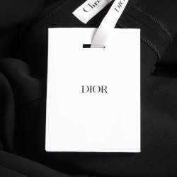 Pre Owned Christian Dior Black Crepe Silk High Waist Wide Leg Trousers M