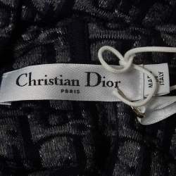 Pre Owned Christian Dior Navy Blue Oblique Terry Cotton Hooded Mini Dress L