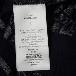 Pre Owned Christian Dior Navy Blue Oblique Terry Cotton Hooded Mini Dress L