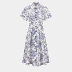 Pre Owned Christian Dior White cotton silk dress