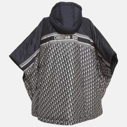 Christian Dior Navy Blue Oblique Synthetic Reversible Cape Jacket M