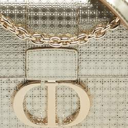 Dior Pale Gold Micro Cannage Patent Leather 30 Montaigne Flap Chain Bag