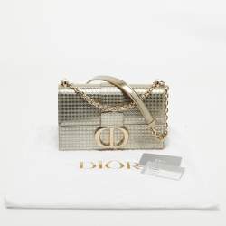 Dior Pale Gold Micro Cannage Patent Leather 30 Montaigne Flap Chain Bag