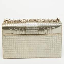 Dior Pale Gold Micro Cannage Patent Leather 30 Montaigne Flap Chain Bag